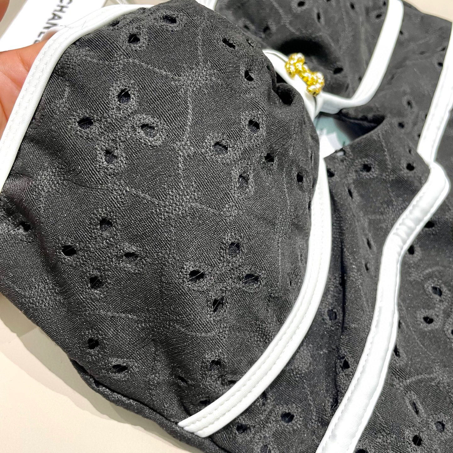 Chanel Hollow Out One-piece Swimsuit