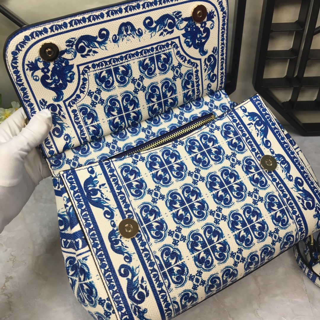 Dolce & Gabbana Blue And White Porcelain Handle Bag