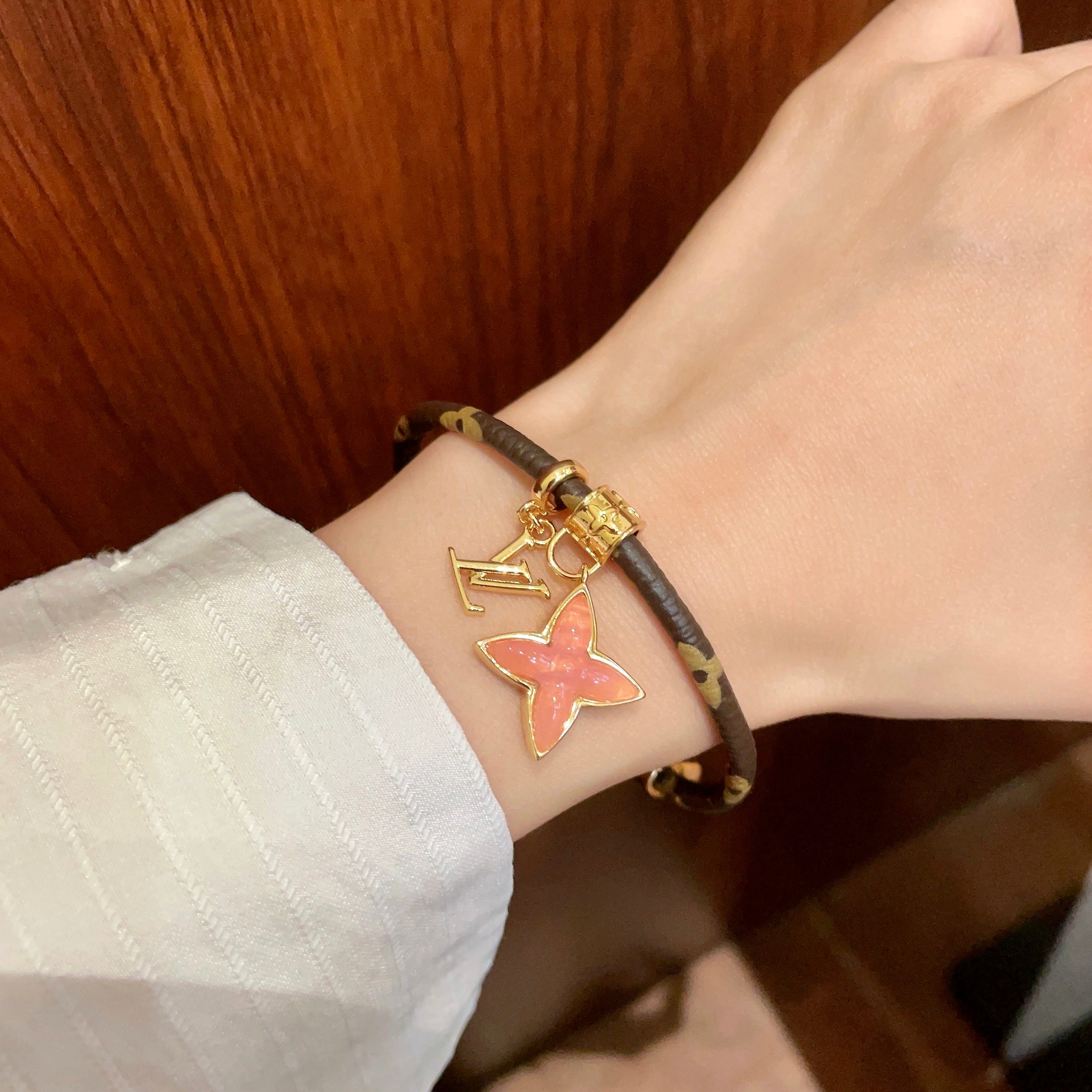 LV leather patterned bracelet