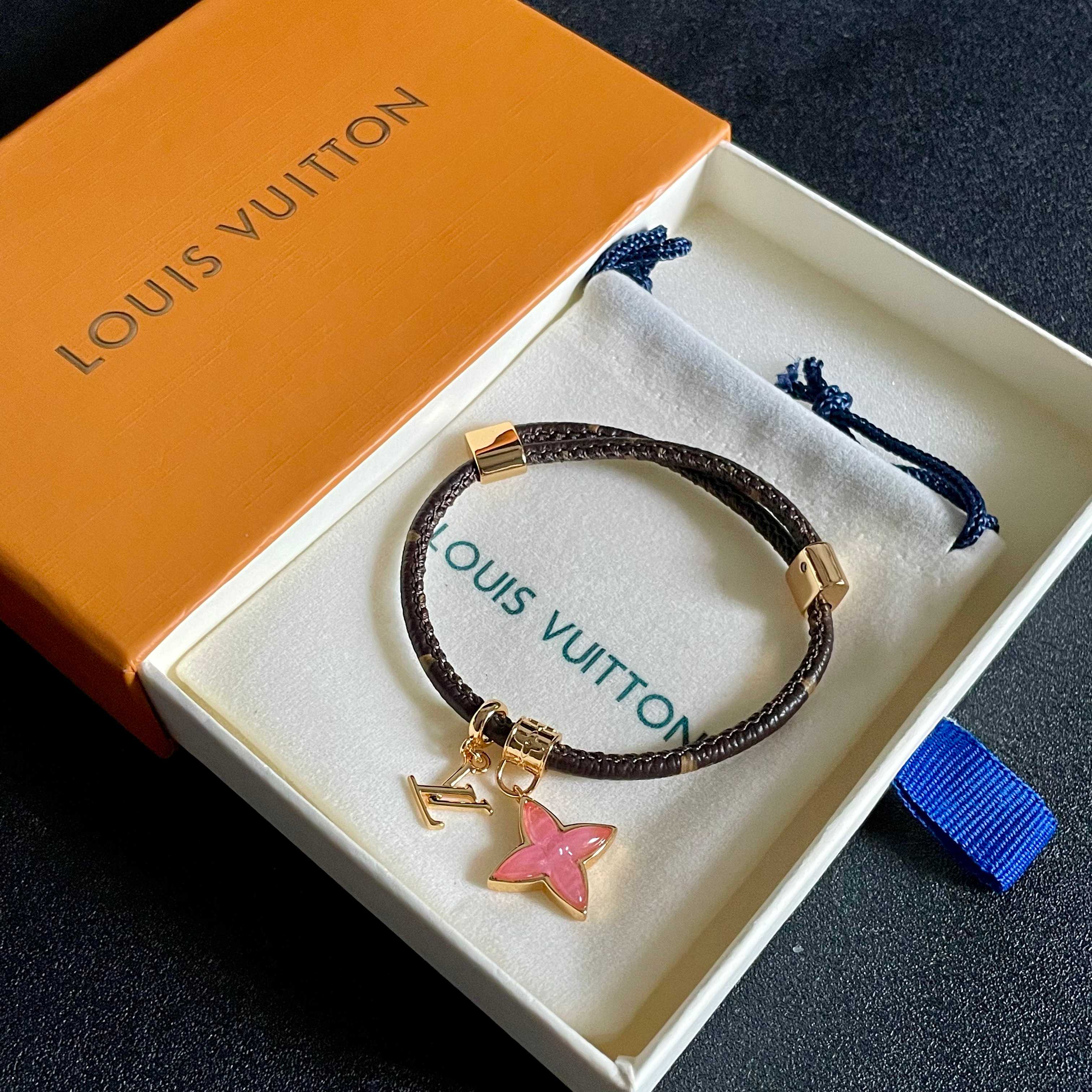 LV leather patterned bracelet