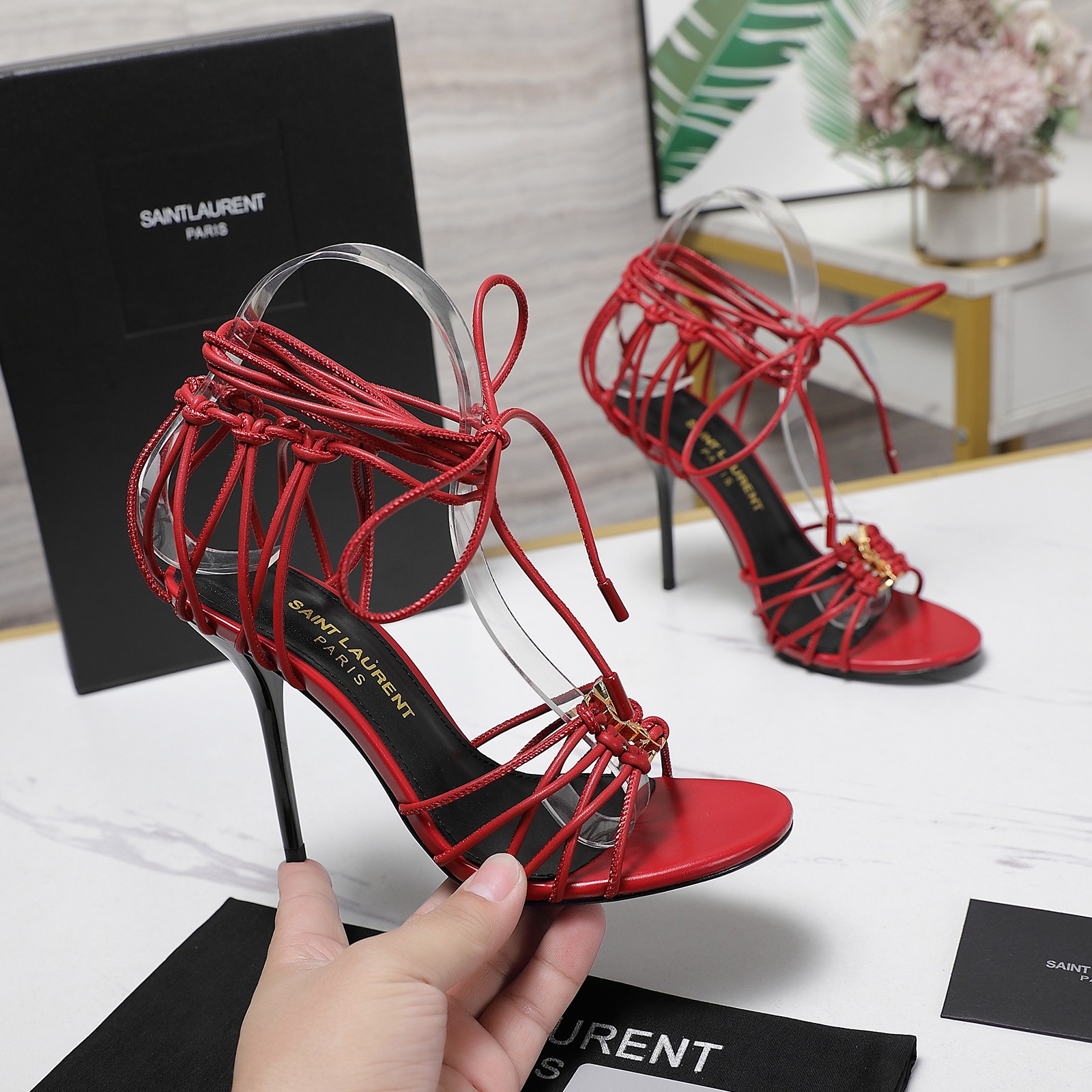 YSL high-heeled strappy sandals