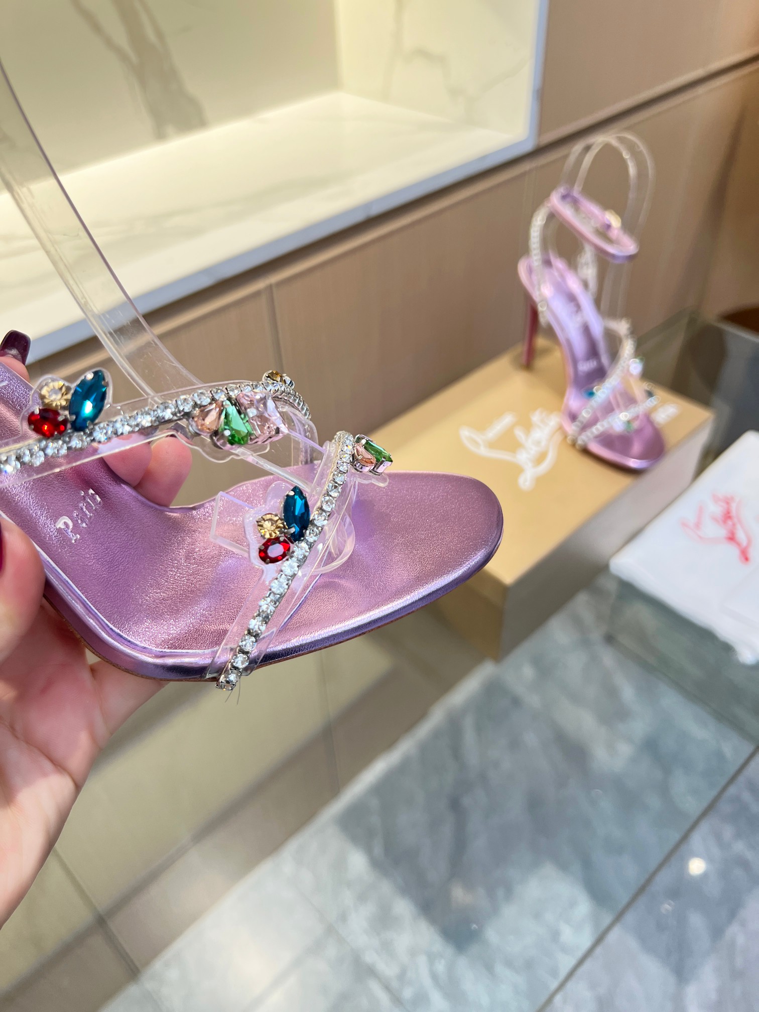 Christian Louboutin red-soled crystal-embellished high-heeled sandals