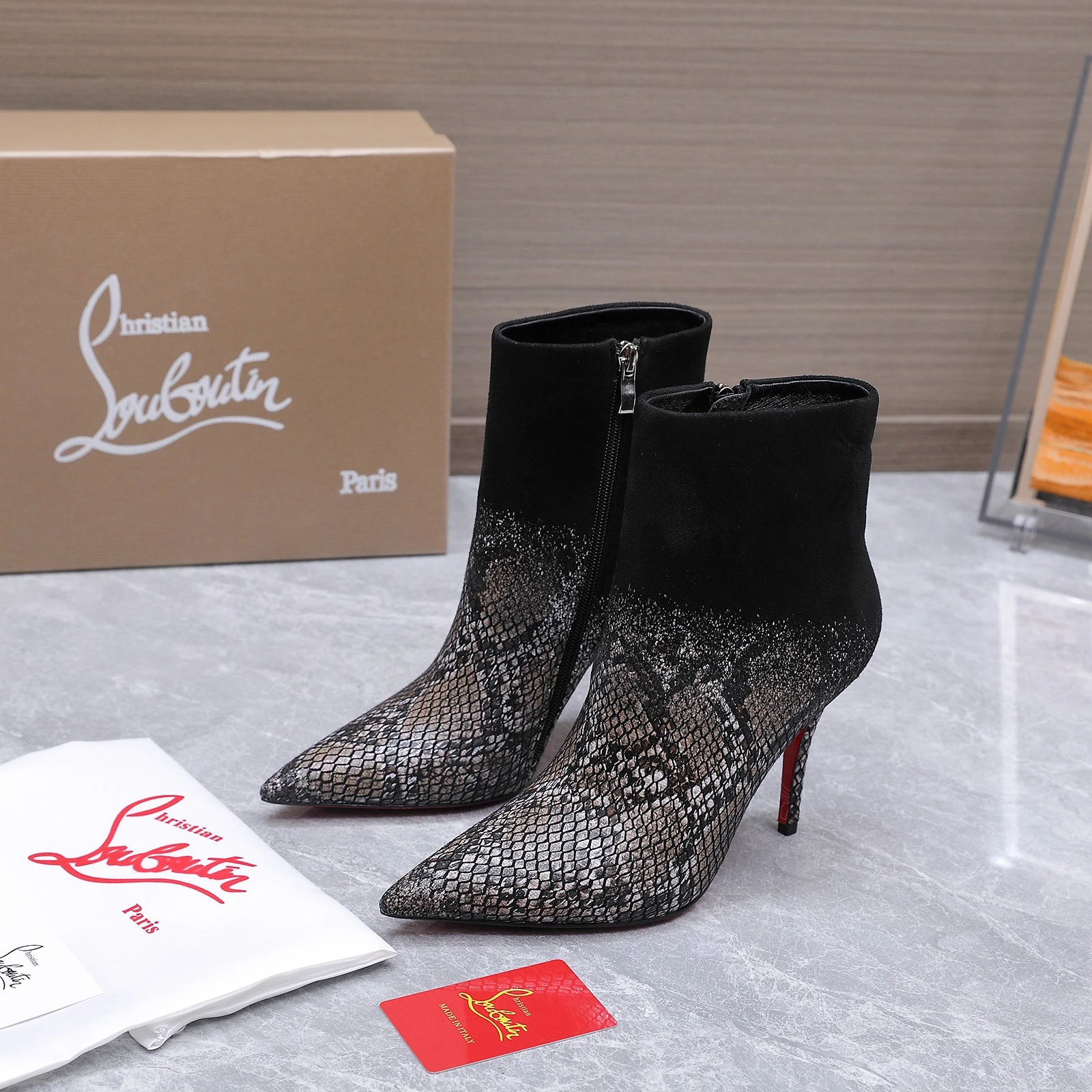 Christian Loubottin's High-Heeled Short Boots