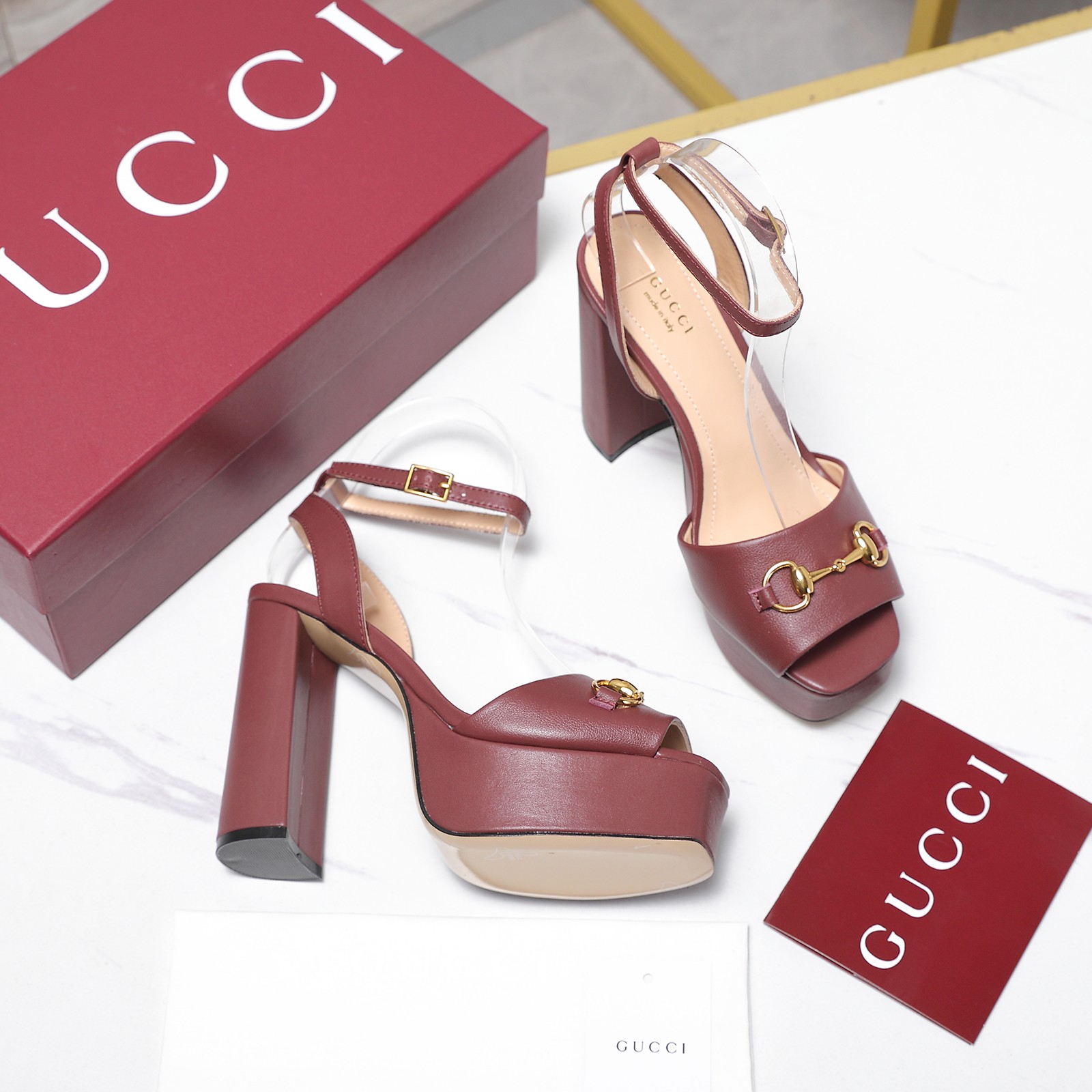 Gucci Round-toe platform high-heeled sandals