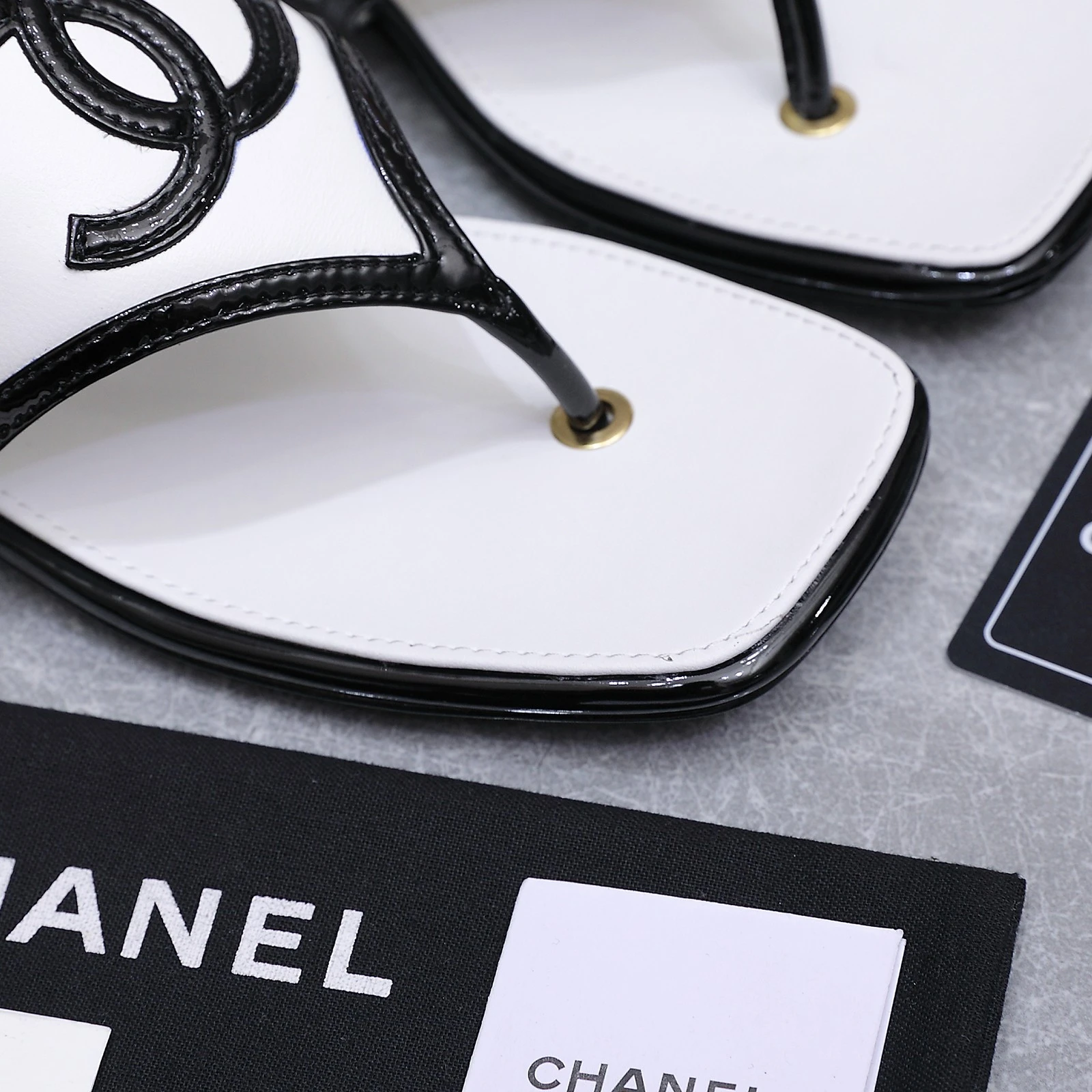 Chanel 26s Summer New Square-Toe Color-Block Double C Sandals Slippers