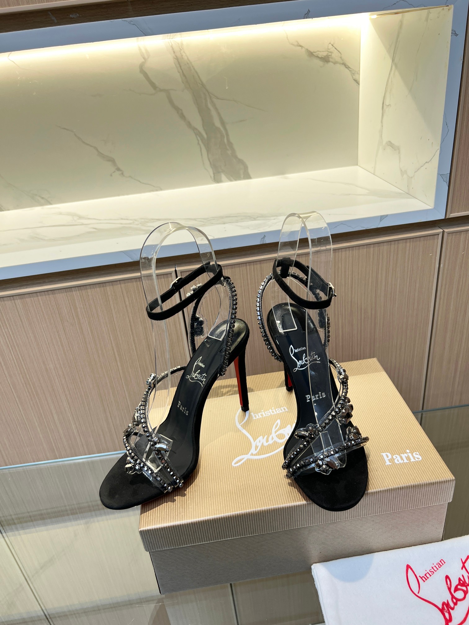 Christian Louboutin red-soled crystal-embellished high-heeled sandals