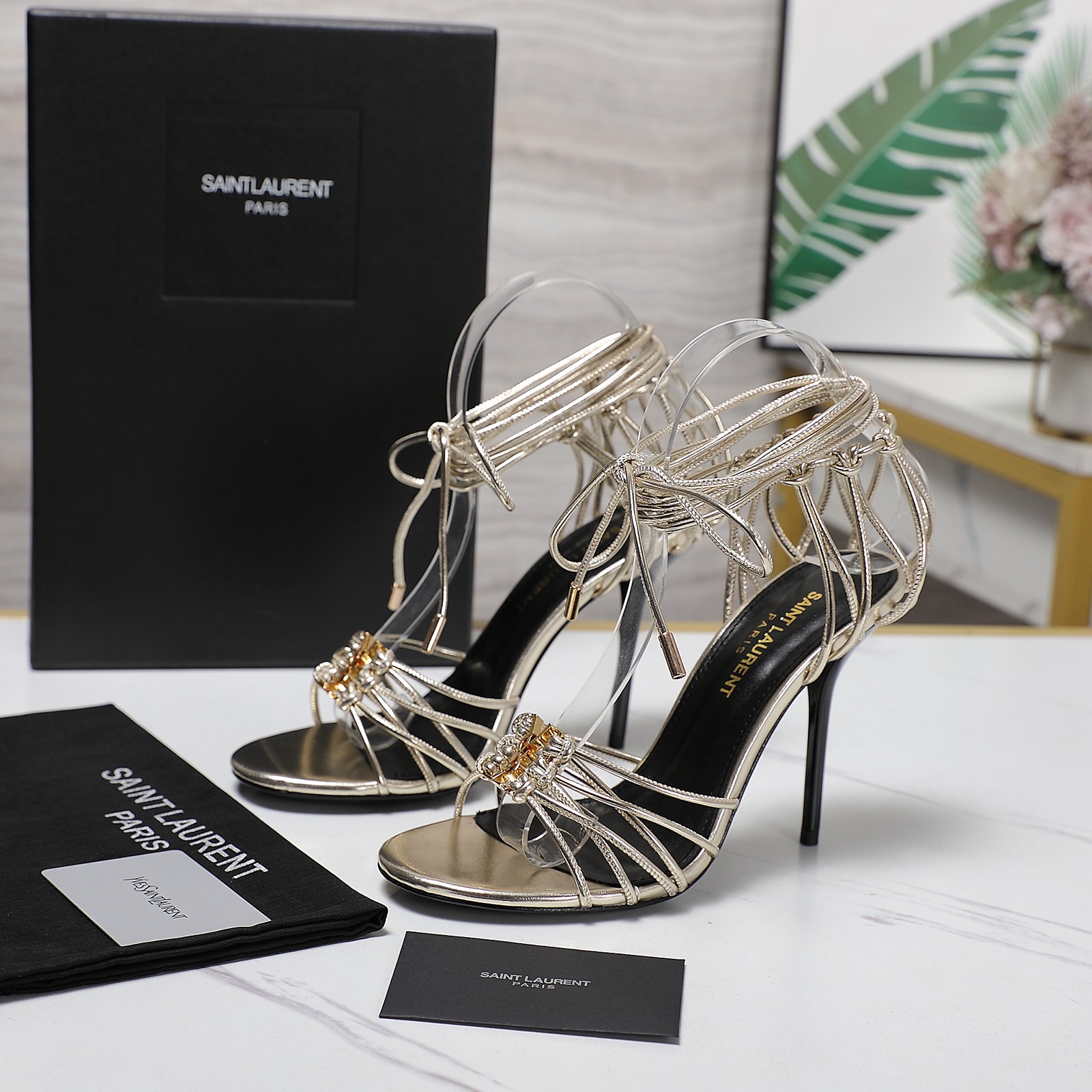 YSL high-heeled strappy sandals