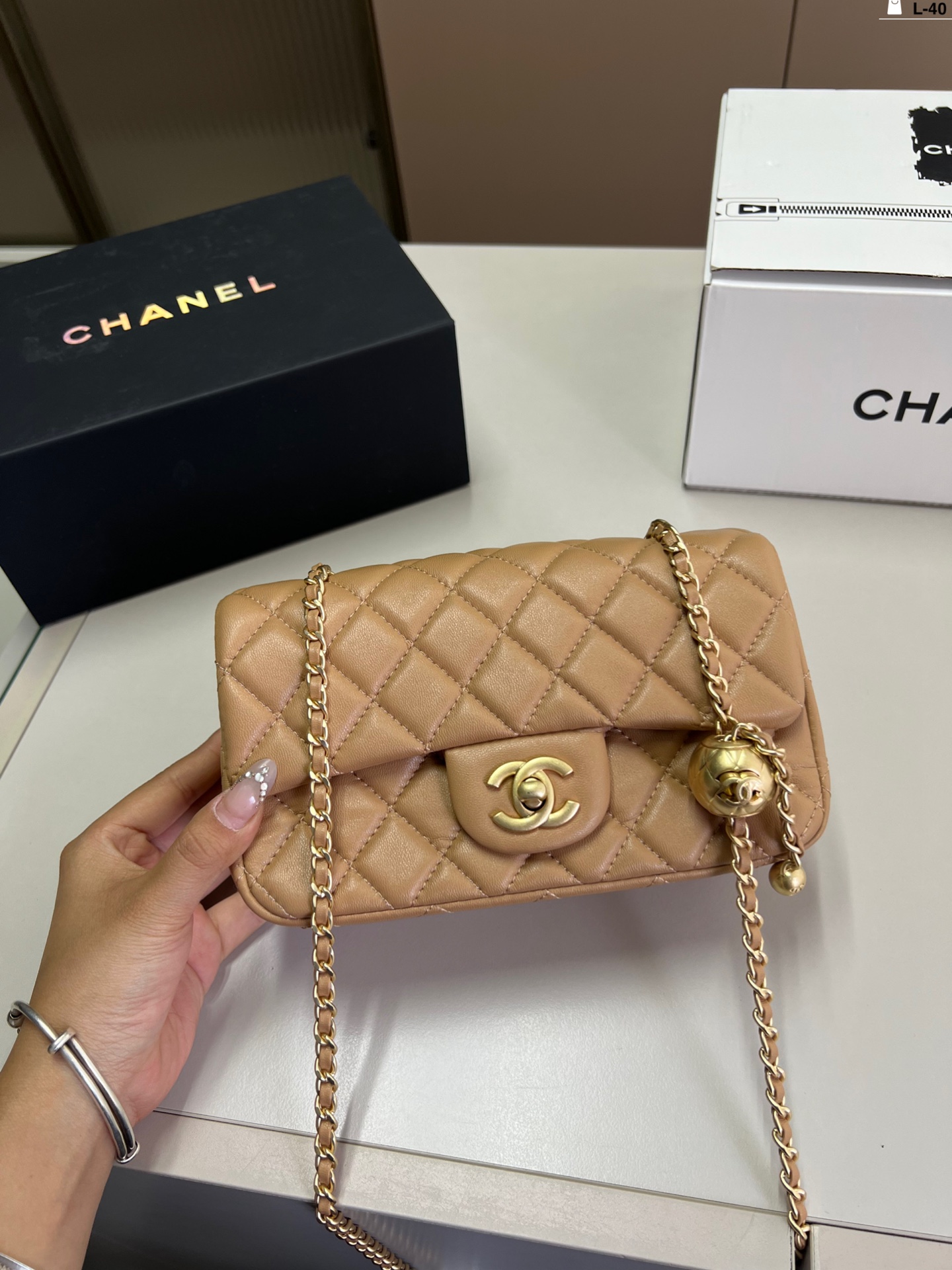 Chanel Classic Flap Bag with Gold Ball