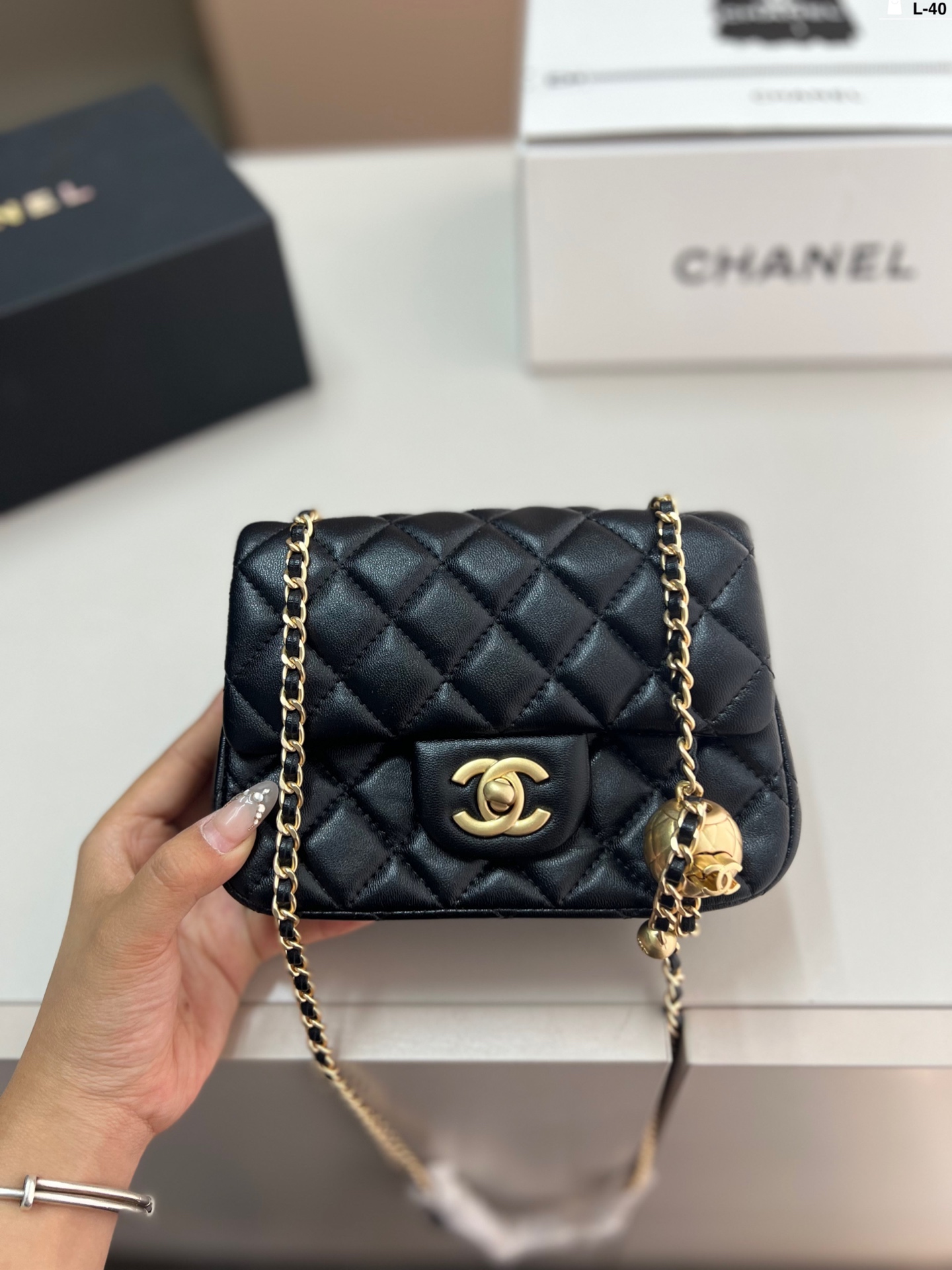 Chanel Classic Flap Bag with Gold Ball