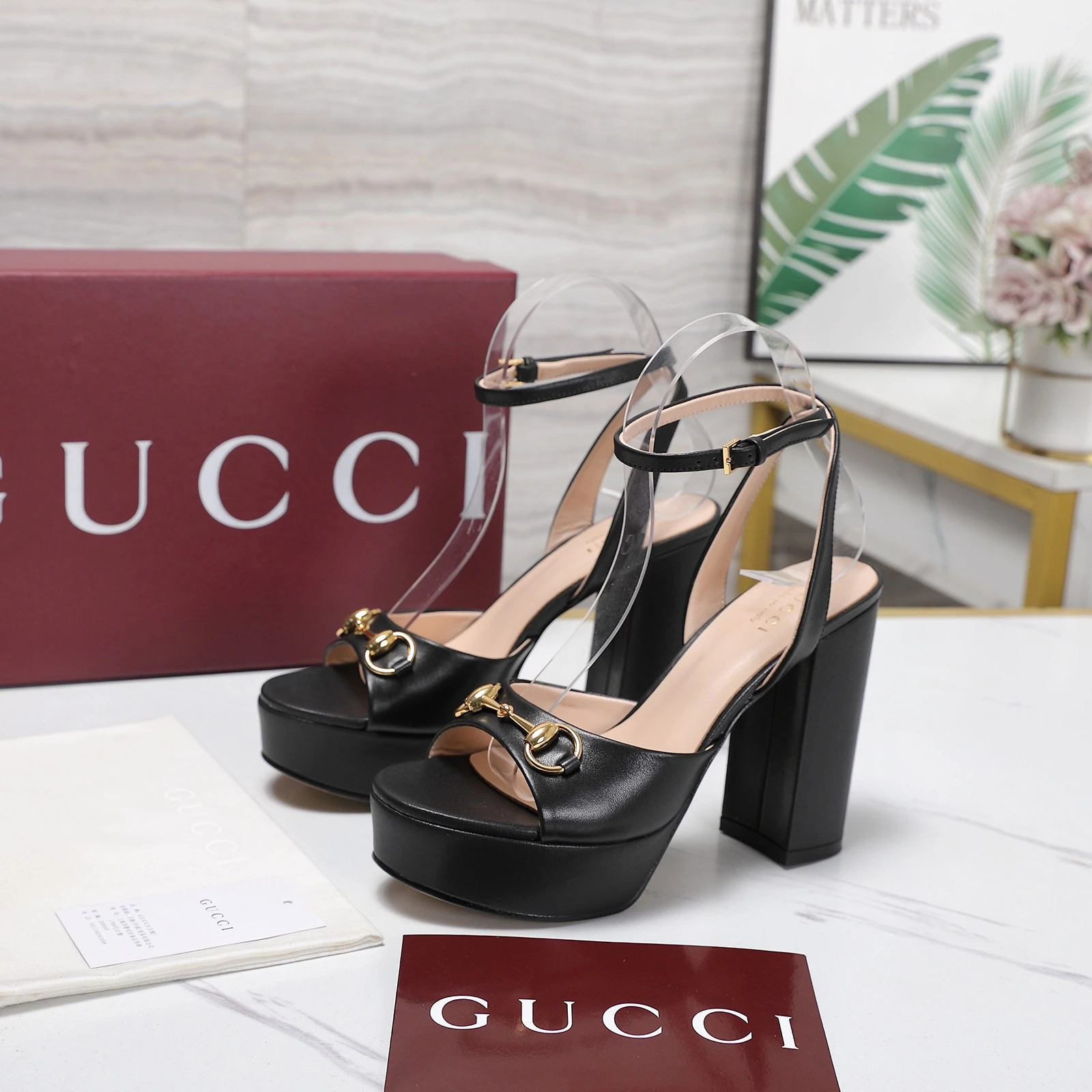 Gucci 2026 SS Round headed water table high-heeled sandals