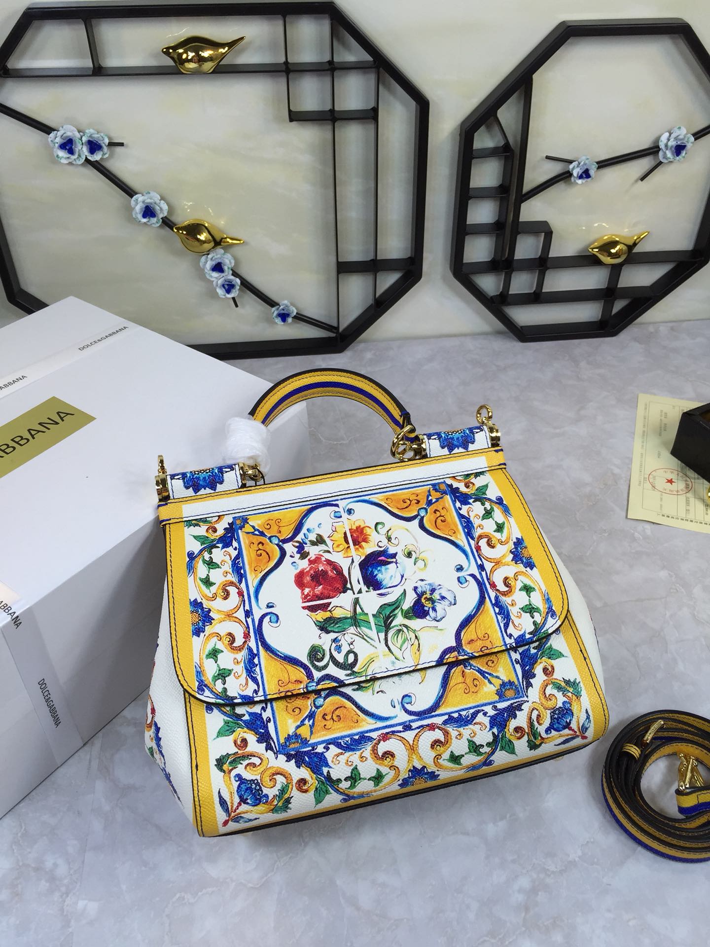 Dolce & Gabbana Blue And White Porcelain Handle Bag