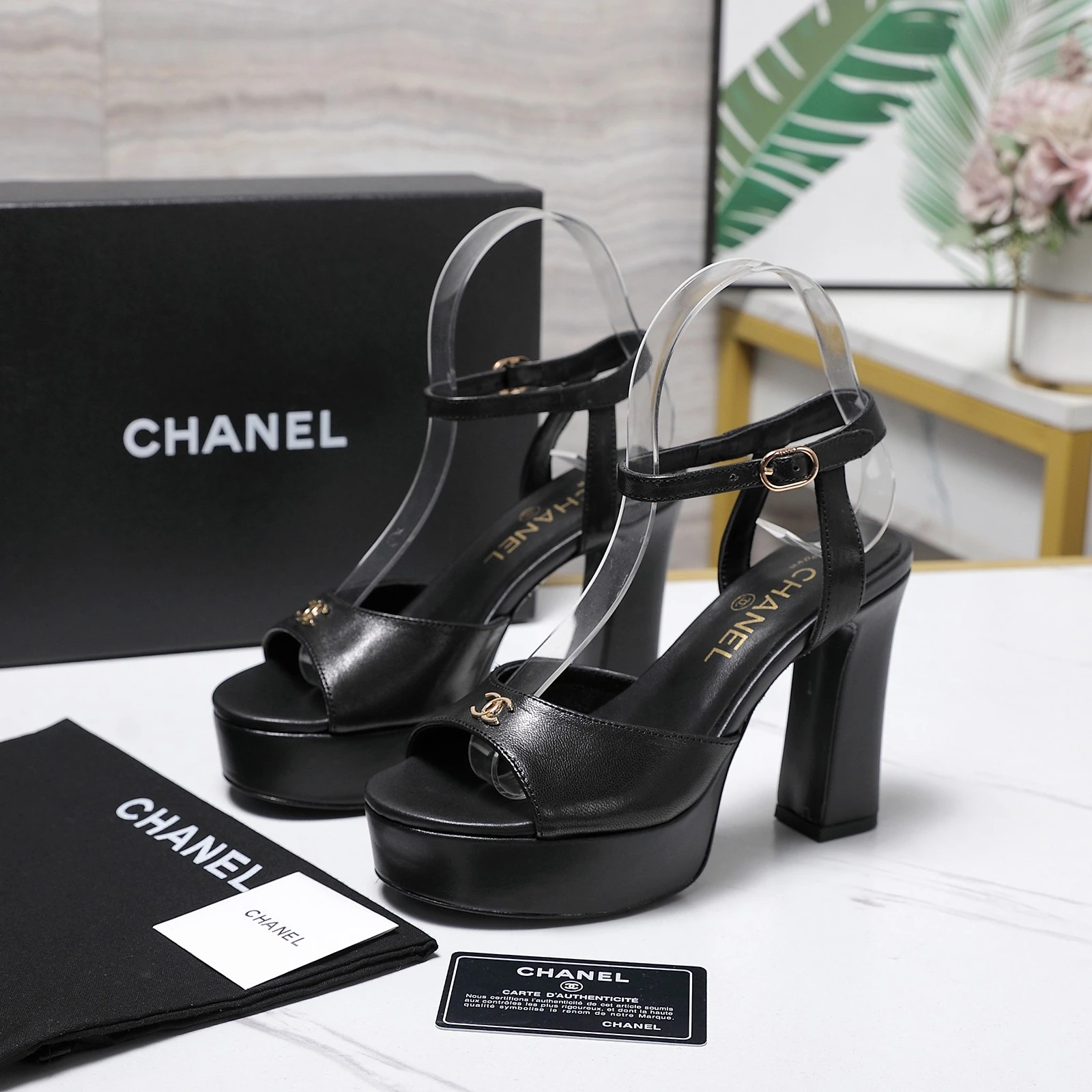 Chanel 26P Thick Heel Waterproof Platform Fish Mouth High Heel Sandals