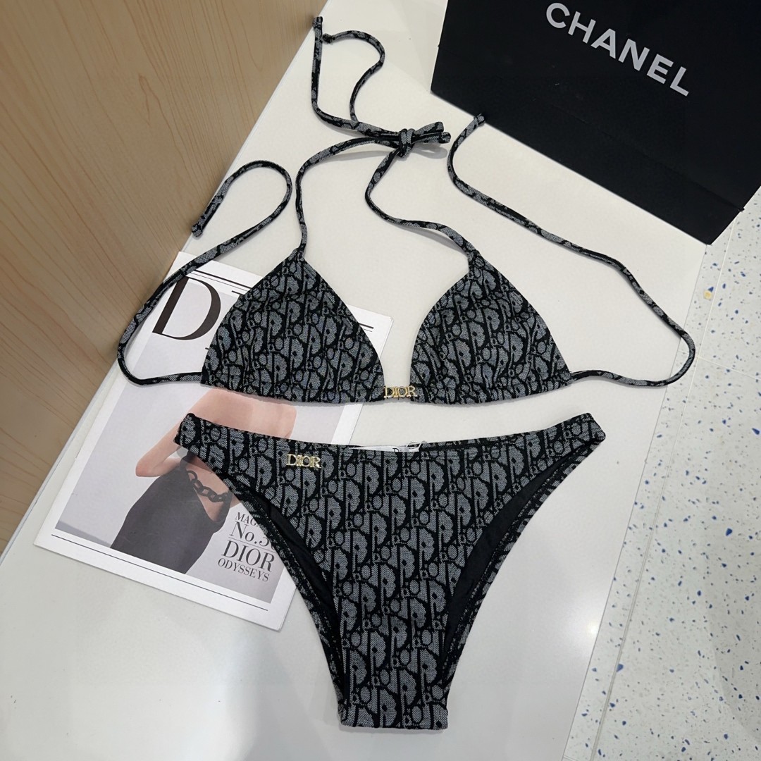 Dior Halterneck Swimsuit Bikini Set
