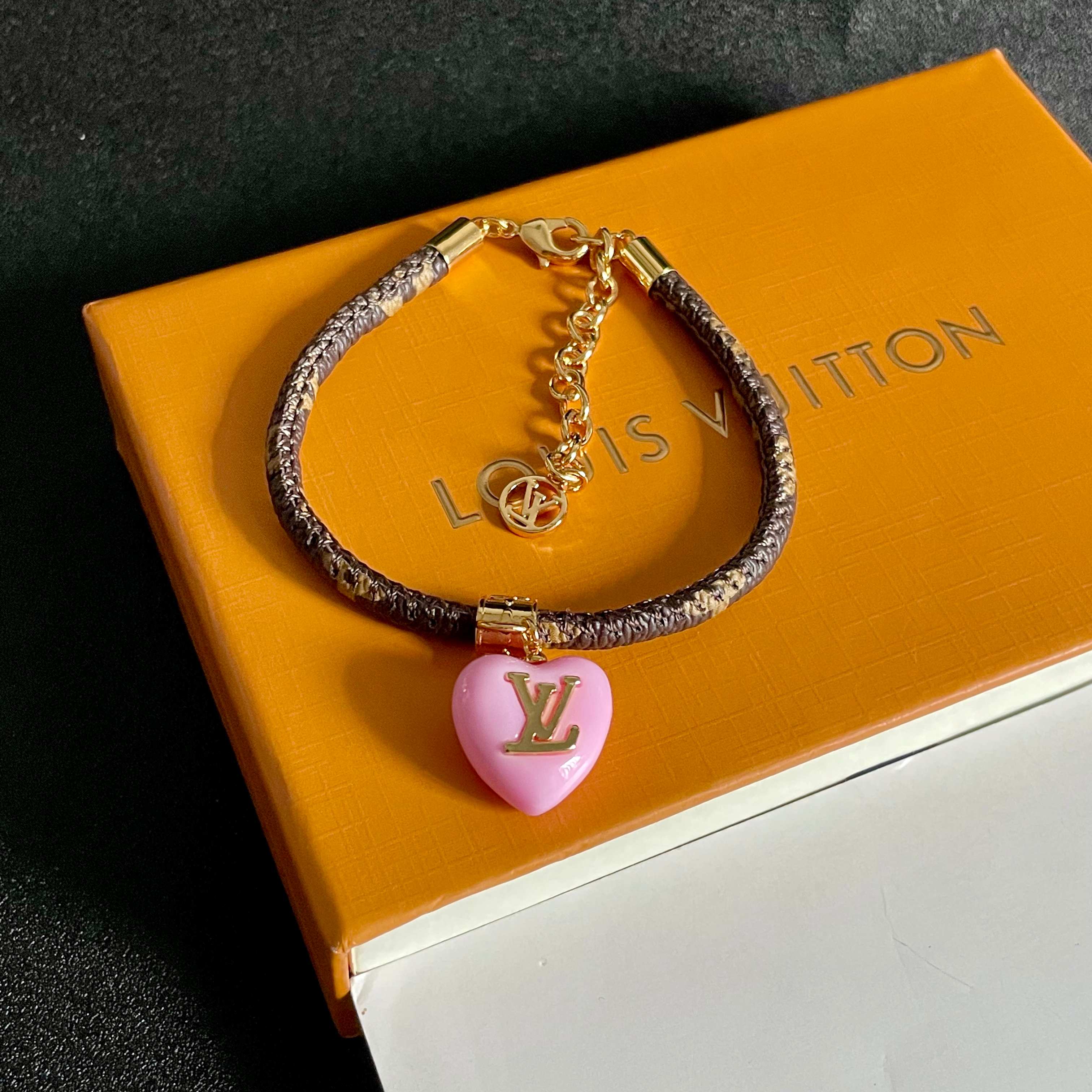 LV leather patterned bracelet