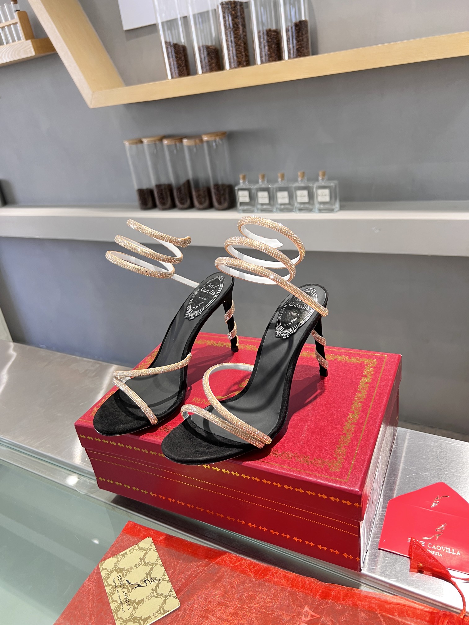 Rene Caovilla Crystal-embellished strappy high-heeled sandals