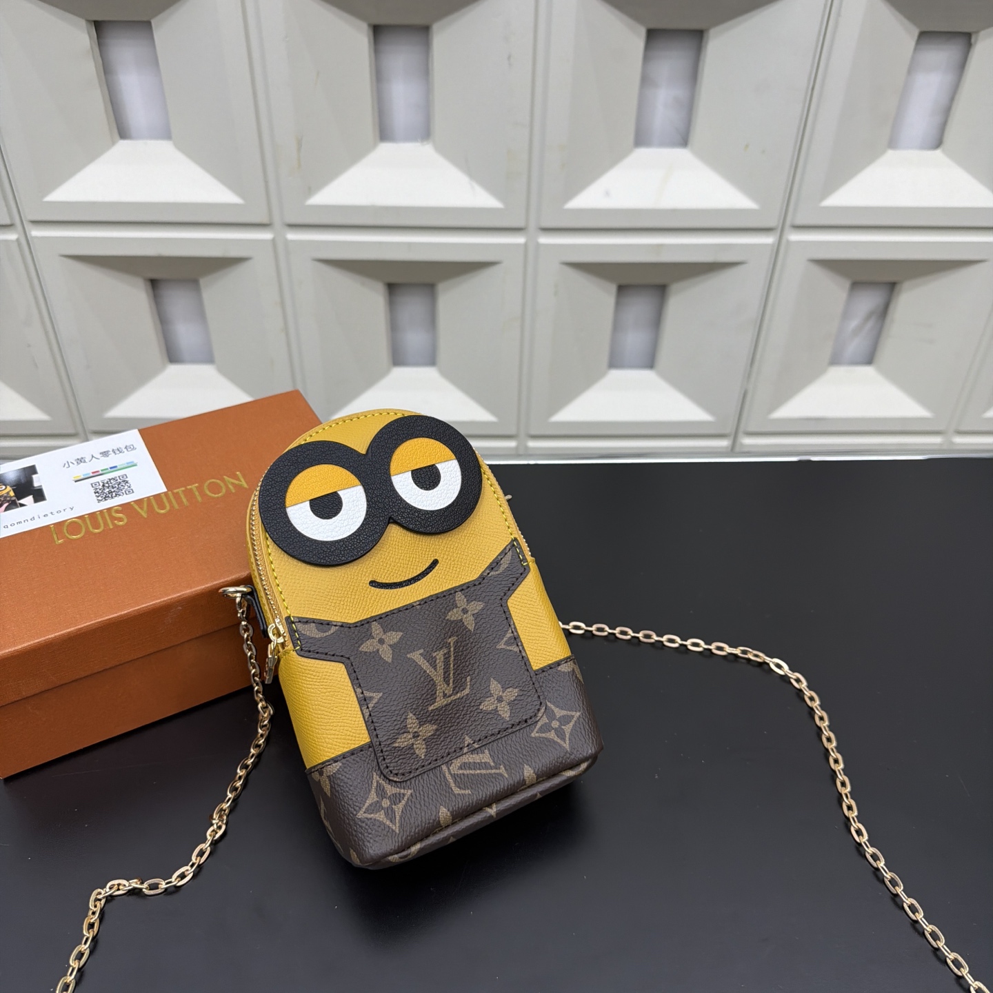 LV Minions Pendant Wallet Key Bag Earphone Bag