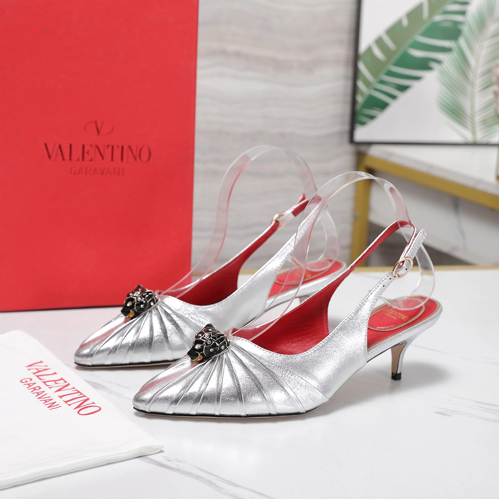 VALENTINO Pointed Folds Backless Sandals