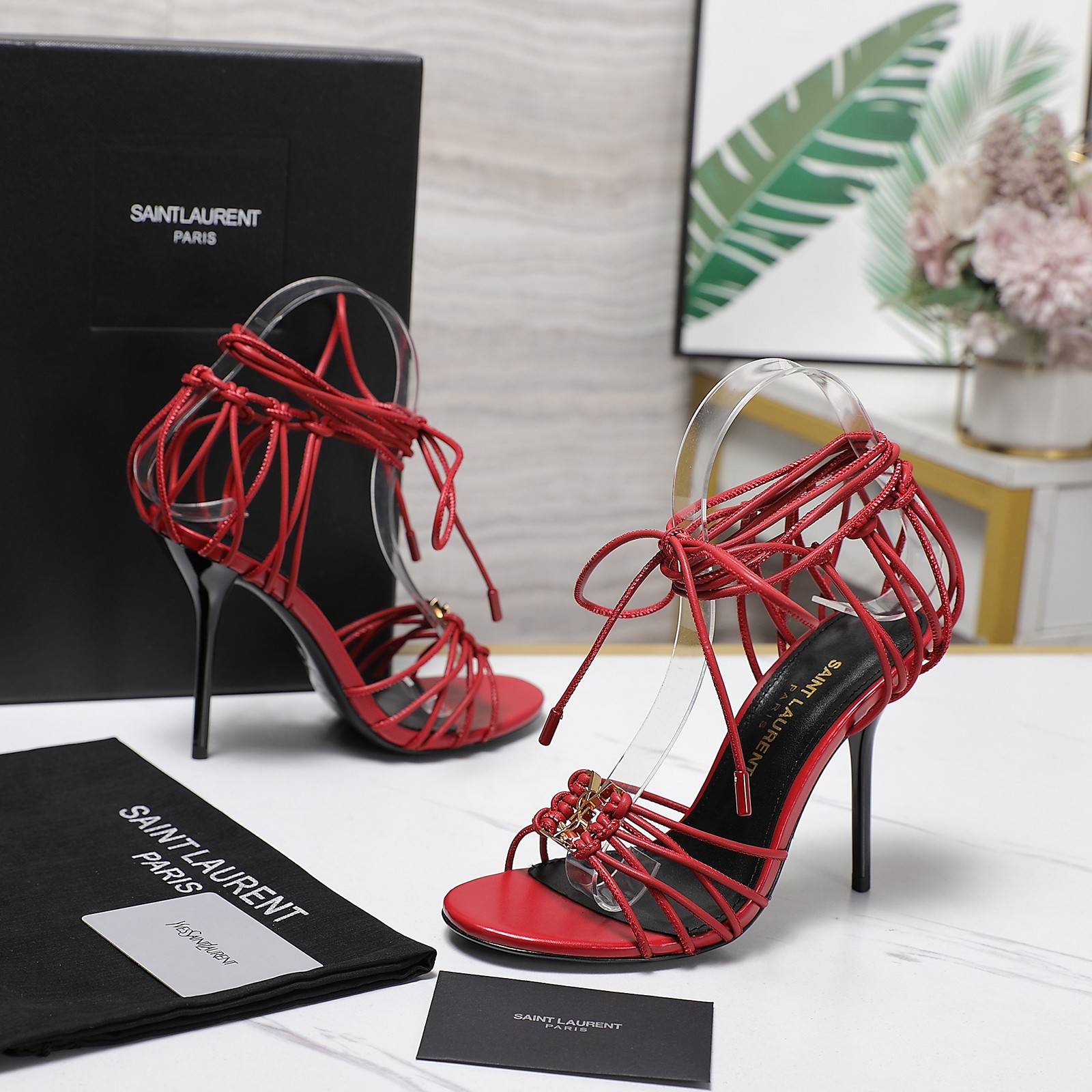 YSL high-heeled strappy sandals