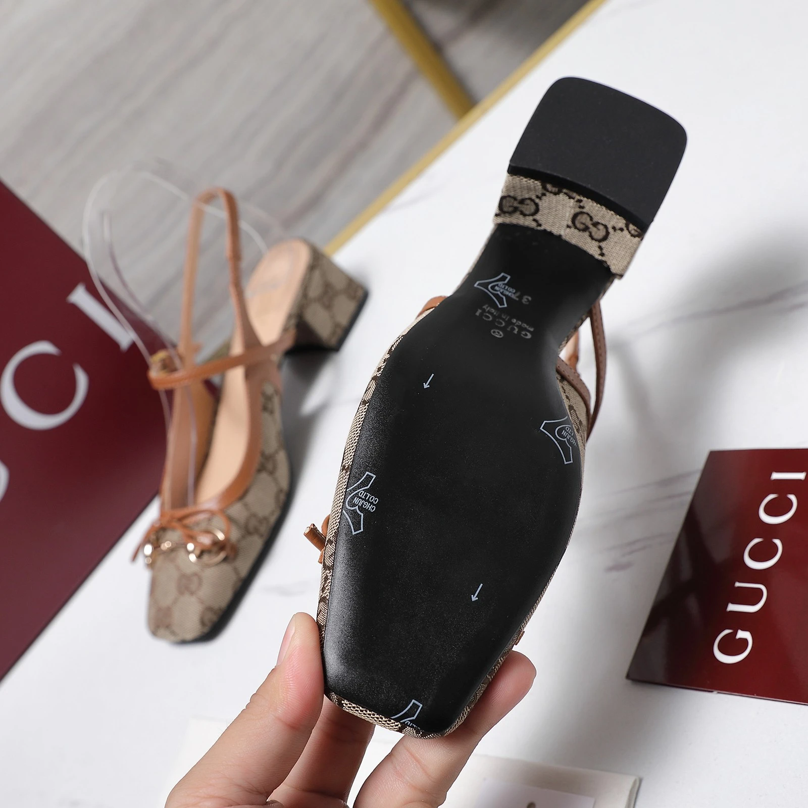 Gucci Double-G Embroidered Canvas Mary Jane Shoes